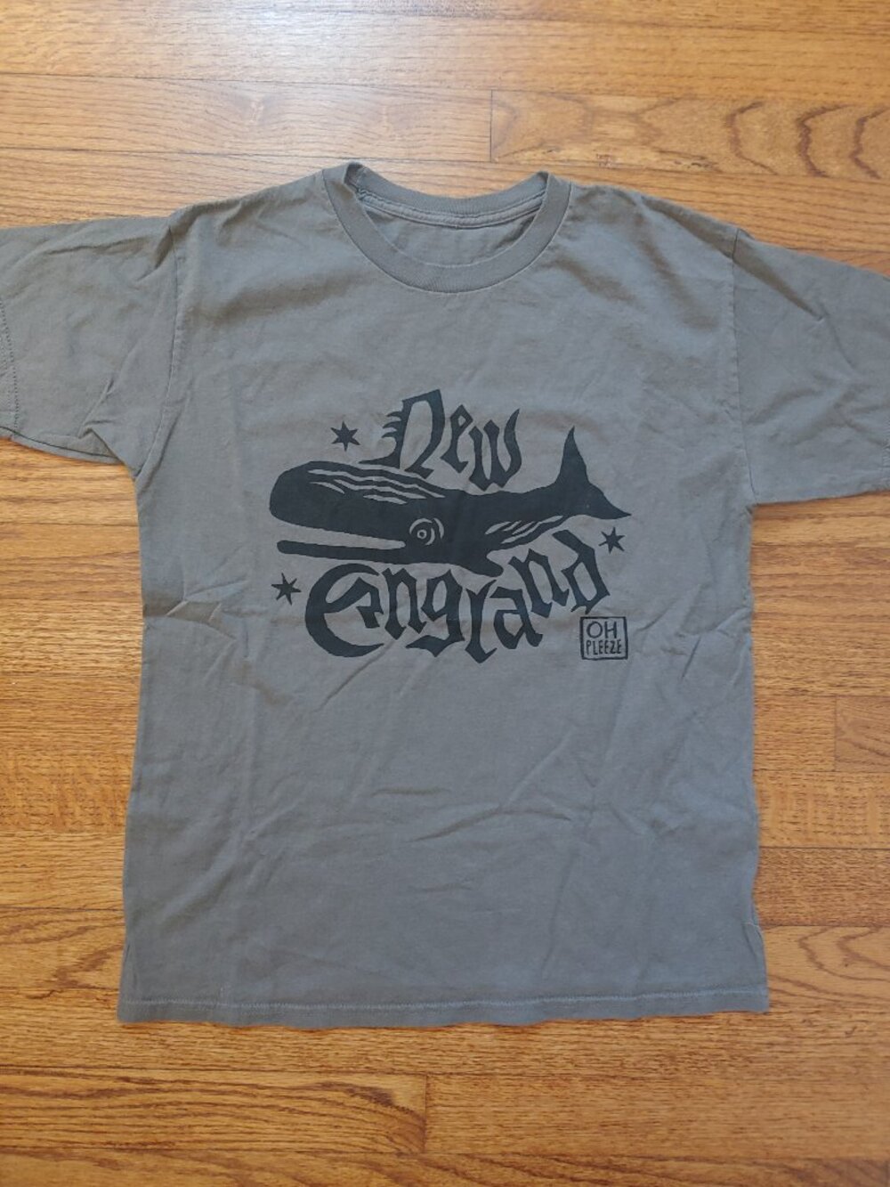 Linocut Screen Printed New England Whale Shirt